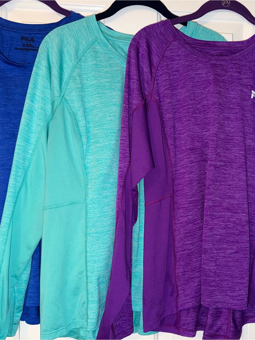 Bundle of 3 FILA Sport Athletic L/S Tops Purple Green Royal Blue Size XL